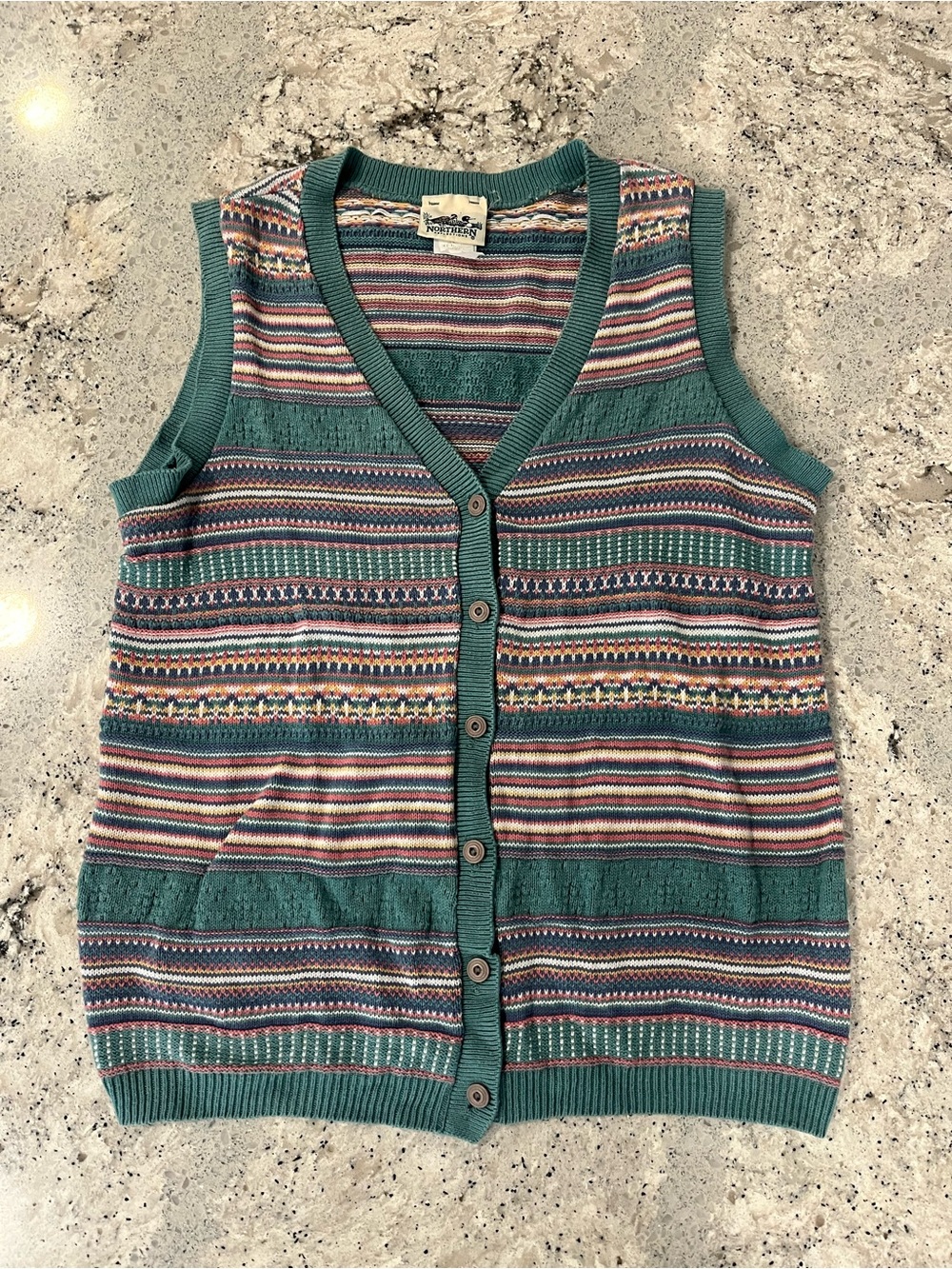 Vintage Northern Reflections Button up Knit Sweater Vest